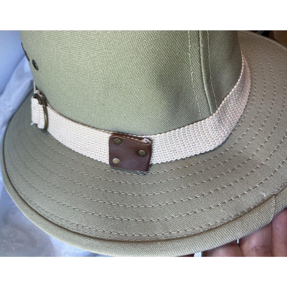 Vintage Original Panama Jack Canvas Safari Hat Mens Large Khaki Vented Fedora - Picture 6 of 12